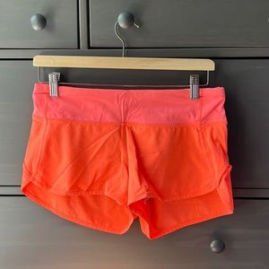 Lululemon Speed Up Shorts, Size 6,bright Orange